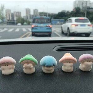 Flocked Mushroom Figurine Set (5 pcs)
